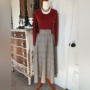 NWT, Tendency Plaid A-Line Maxi Skirt